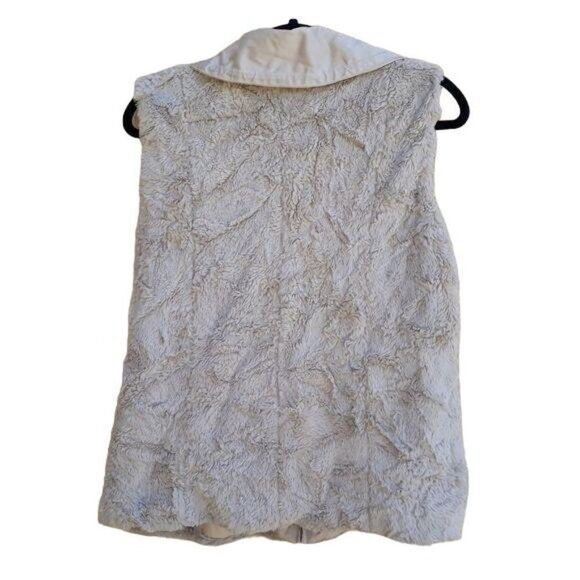 CAbi Vest 251 Reversible Alpine Faux Fur Snow Bunny Satin Sheen Zip Up Tan L - Picture 10 of 11